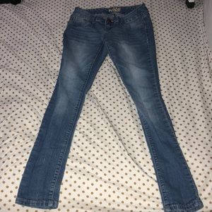 Blue denim skinny jeans